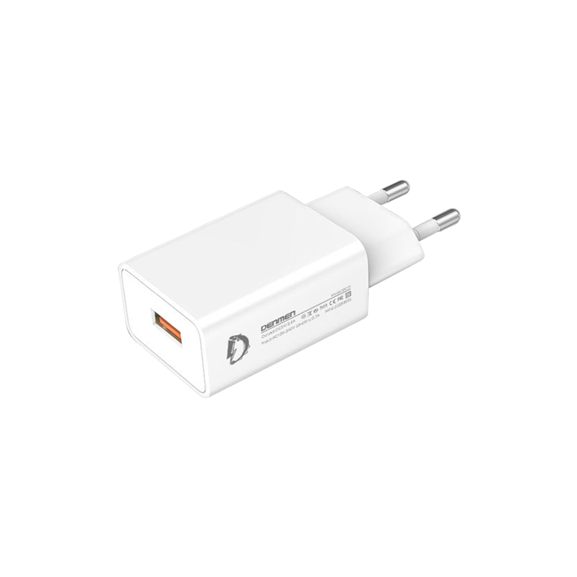Laadija Denmen (DC01) (1xUSB 2.4A) valge